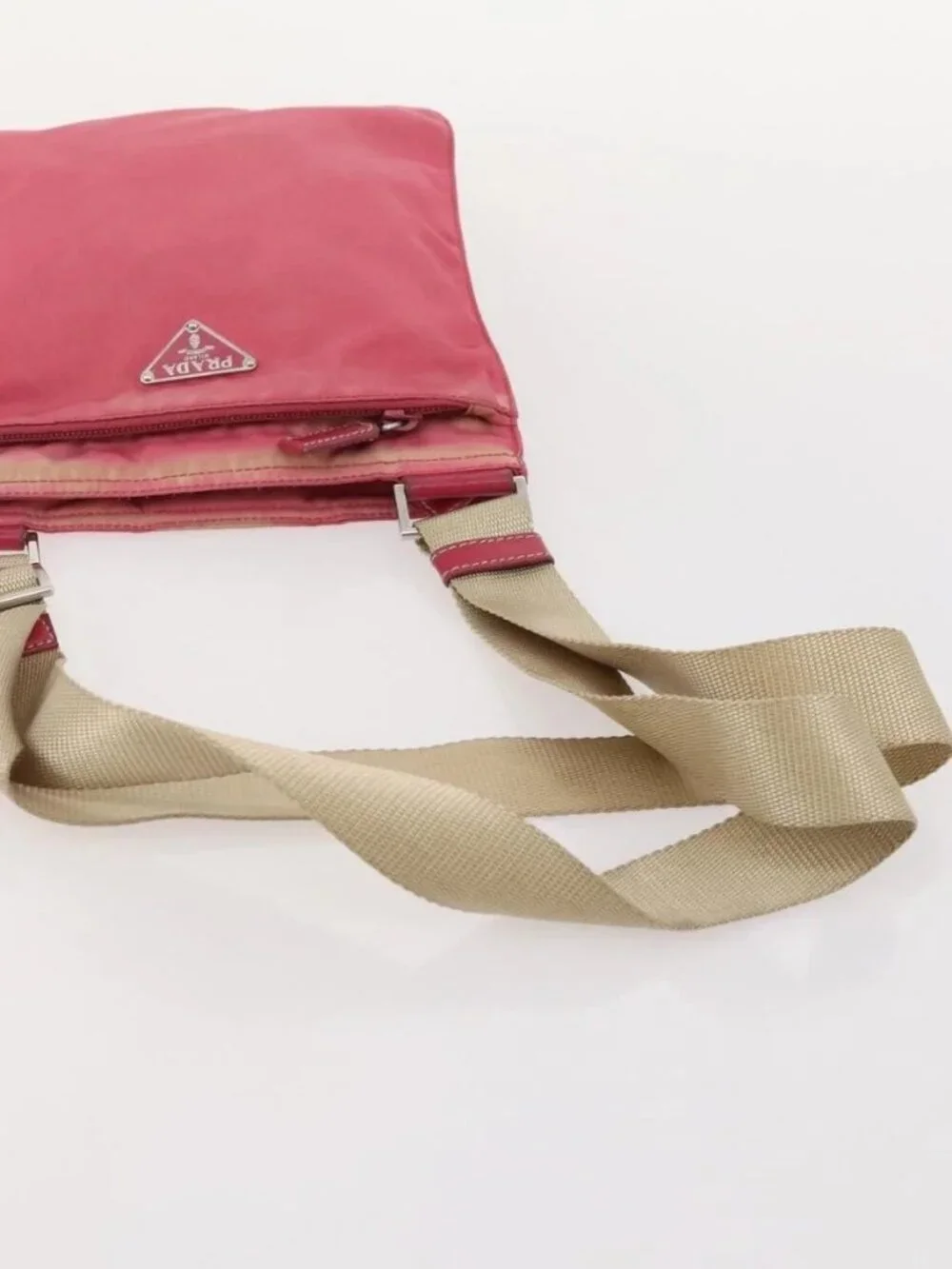 PRADA Shoulder Bag Nylon 4 Set Red Pink Light blue Auth